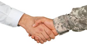 Shaking hands military