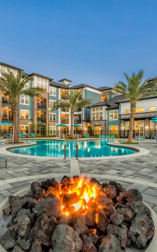 Addison Millenia firepit and pool area